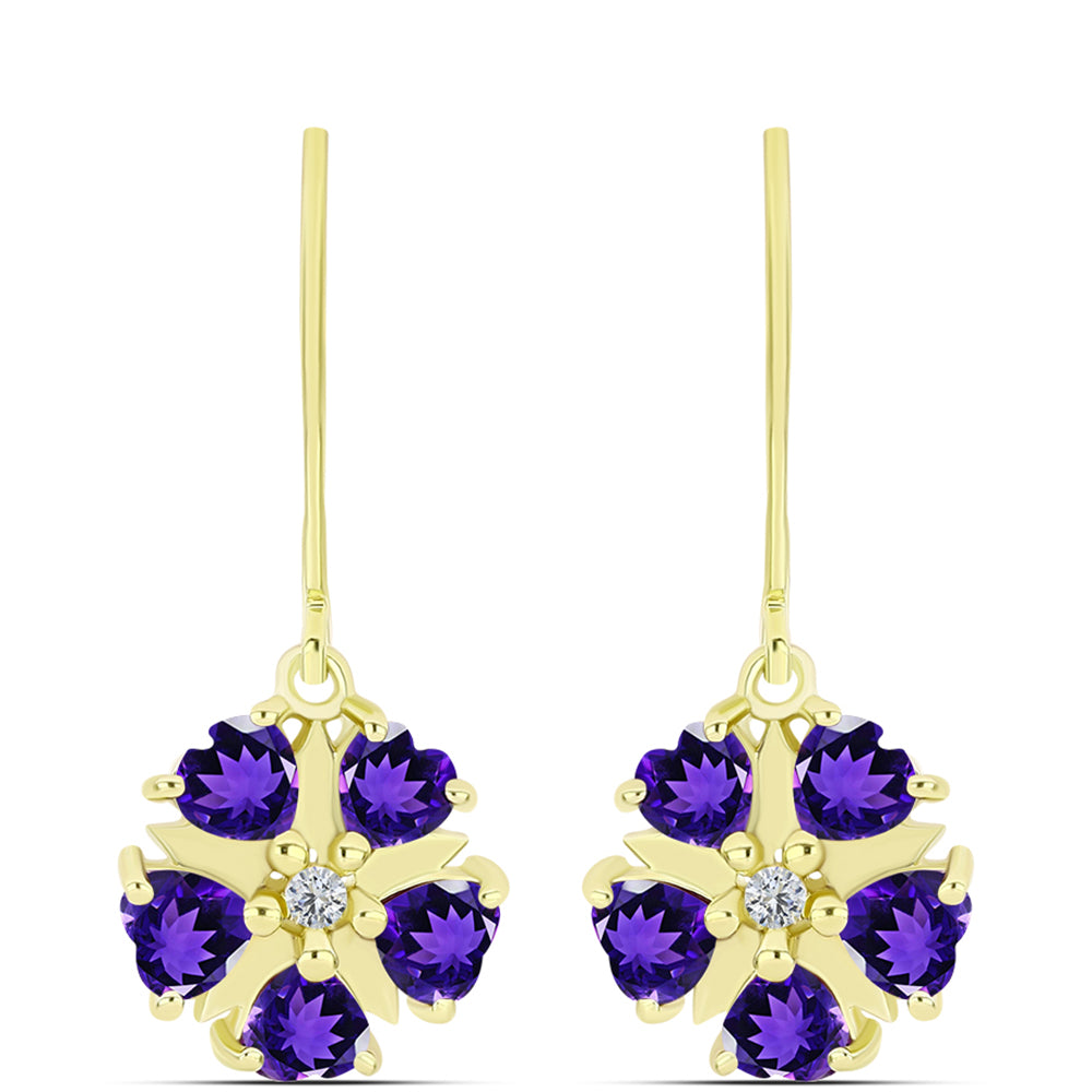Goldplattierte Silberohrringe mit marokkanischem Amethyst und weißem Topas
