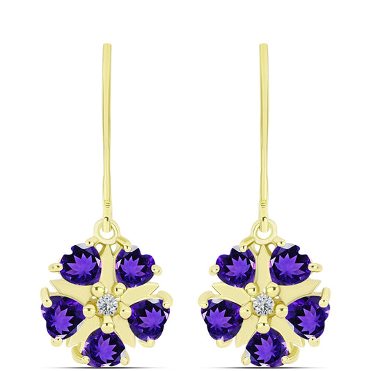 Goldplattierte Silberohrringe mit marokkanischem Amethyst und weißem Topas