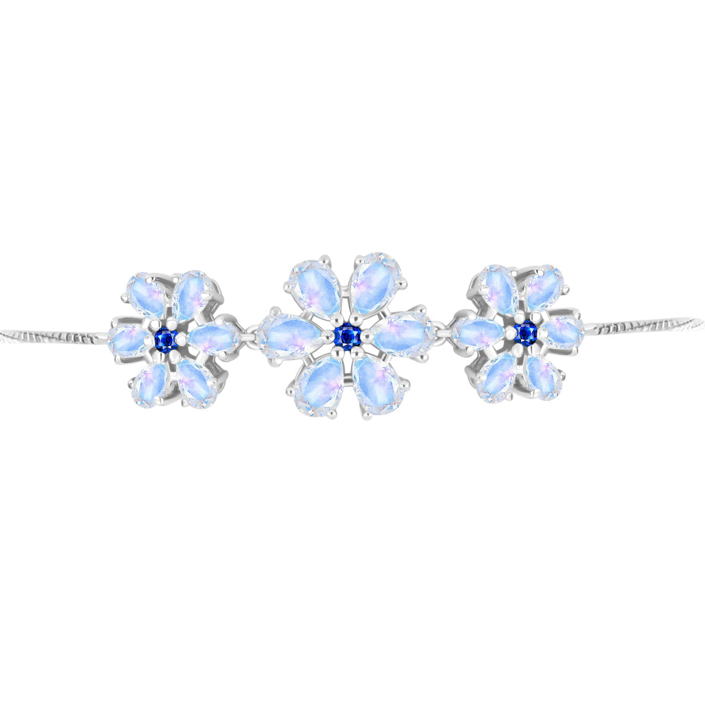 Silberarmband mit australischem blauem Saphir und Regenbogenmondstein 2 