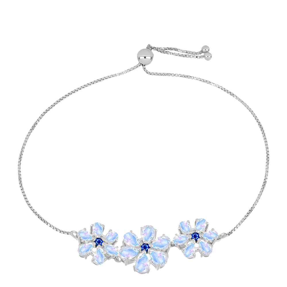 Silberarmband mit australischem blauem Saphir und Regenbogenmondstein
