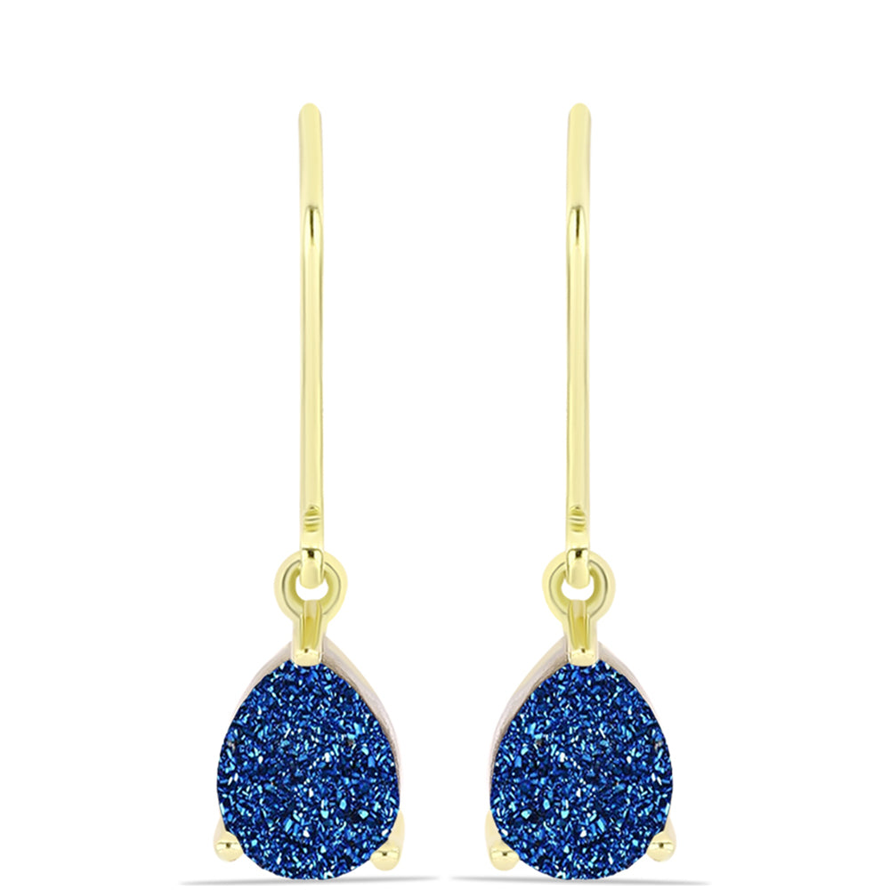 Goldplattierte Silberohrringe mit blauer Druse 1 