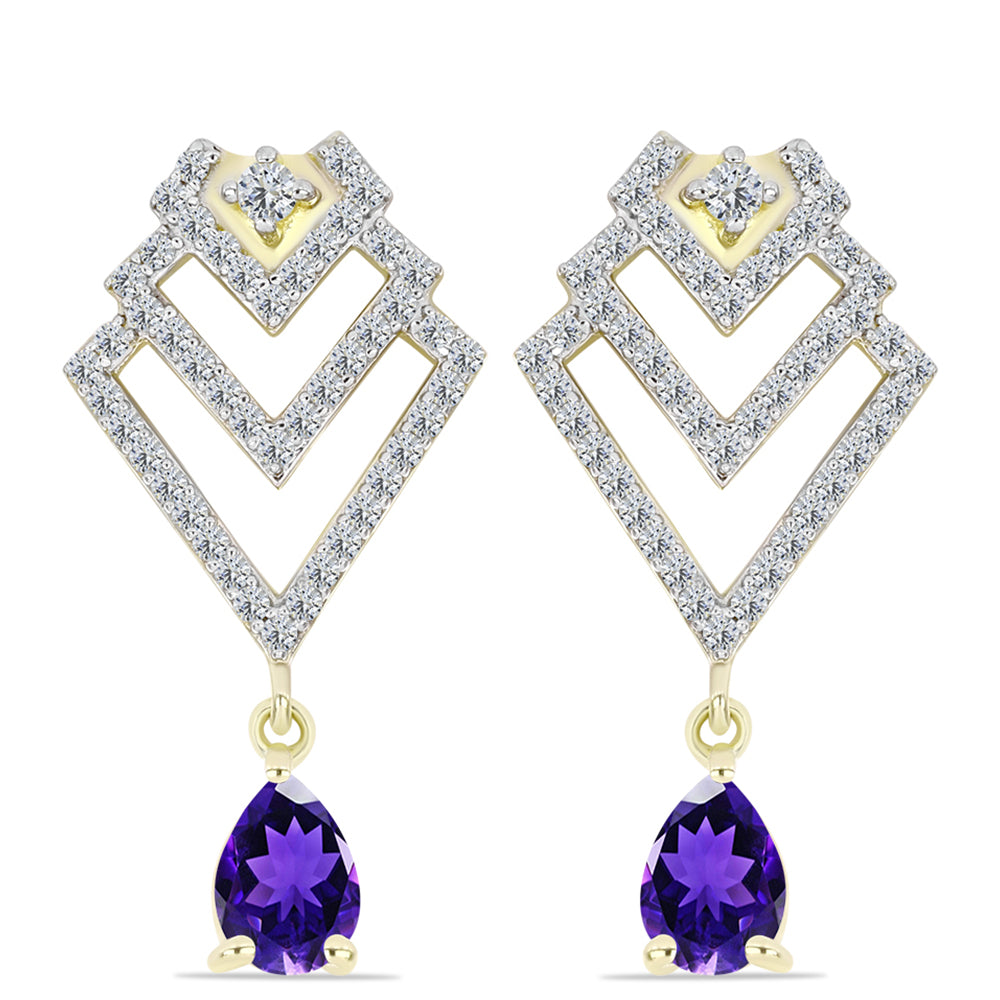 Goldplattierte Silberohrringe mit marokkanischem Amethyst und weißem Topas 1 