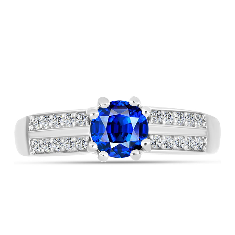 Silberring mit australischem blauem Saphir und weißem Topas