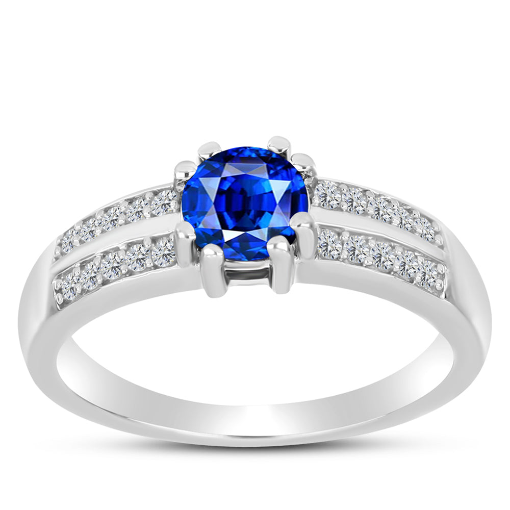 Silberring mit australischem blauem Saphir und weißem Topas