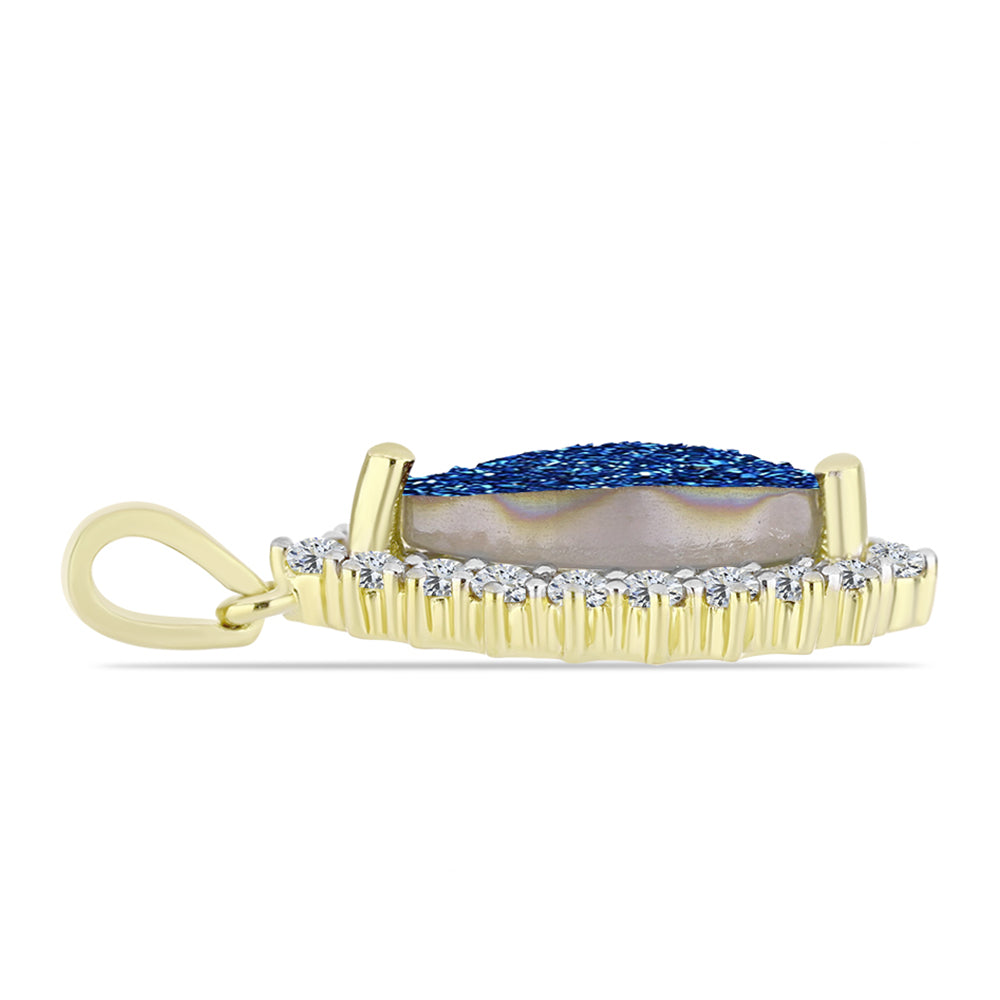 Goldplattierter Silberanhänger mit blauer Druse und weißem Topas 2 
