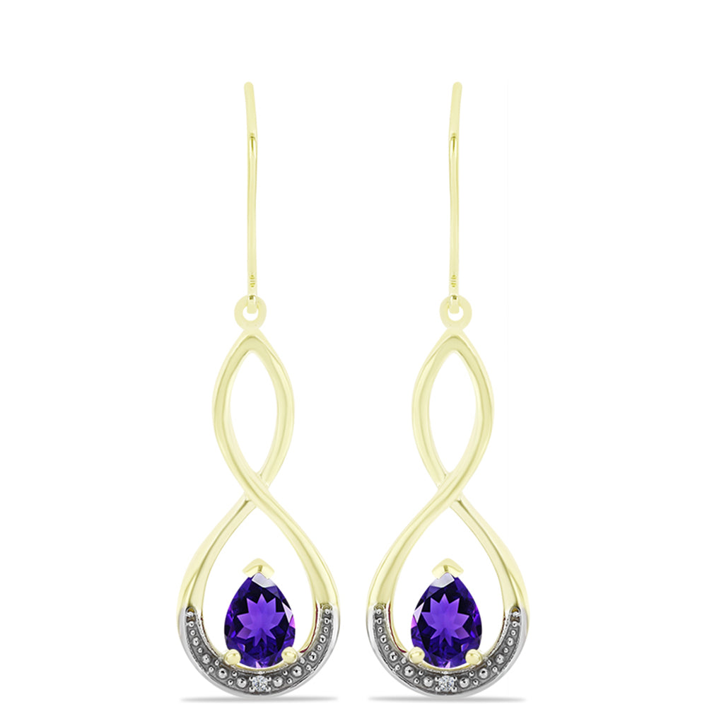 Goldplattierte Silberohrringe mit marokkanischem Amethyst und weißem Topas 1 