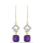 Goldplattierte Silberohrringe mit marokkanischem Amethyst und weißem Topas