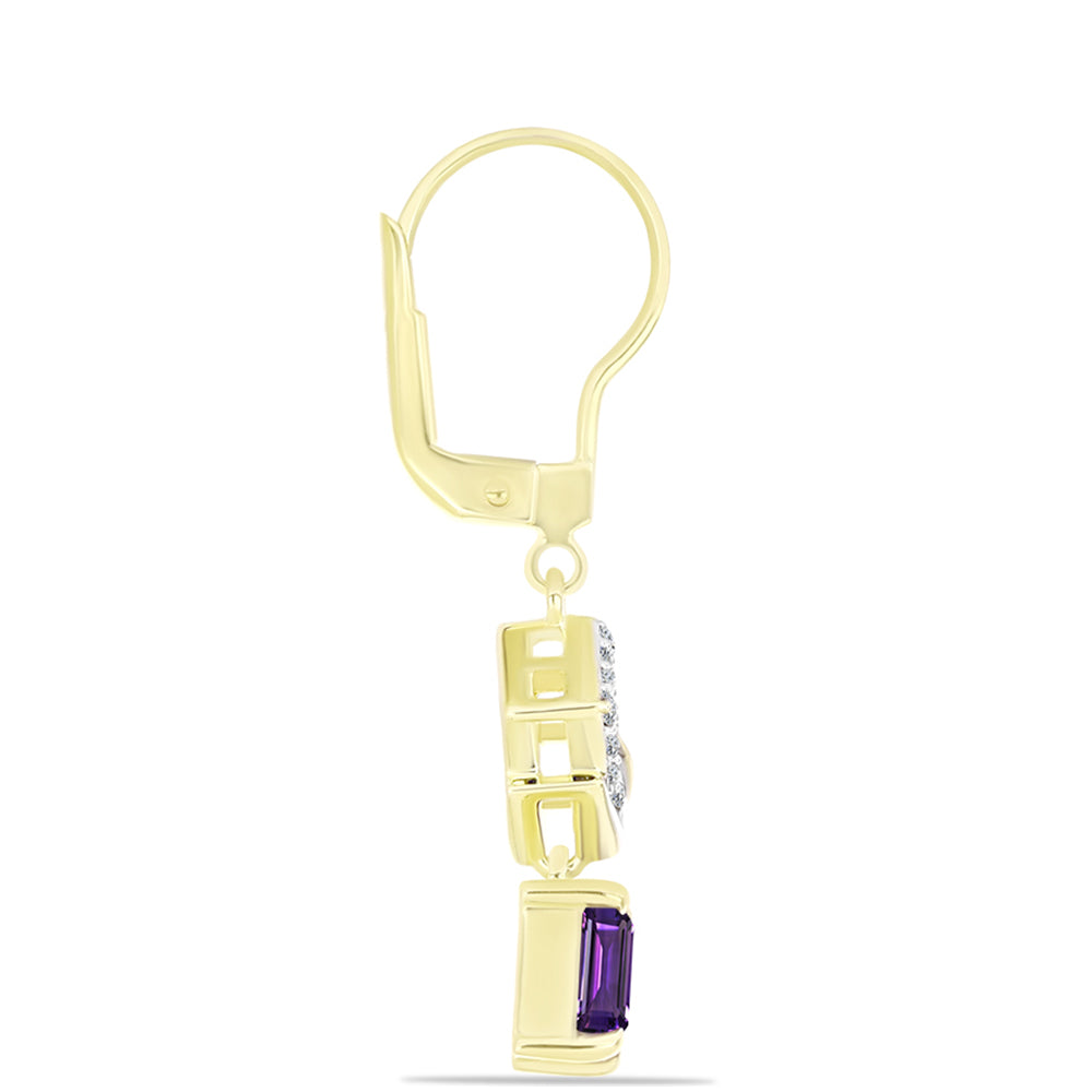 Goldplattierte Silberohrringe mit marokkanischem Amethyst und weißem Topas