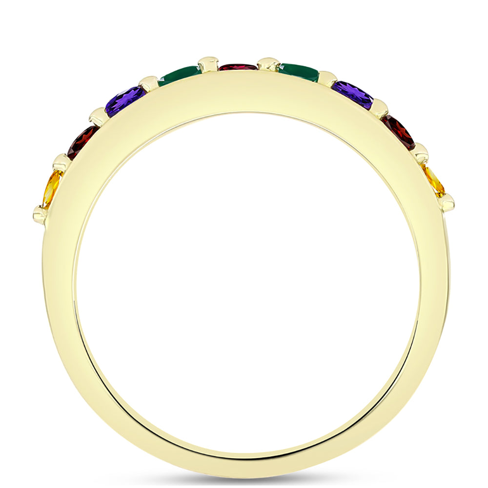 Goldplattierter Silberring mit marokkanischem Amethyst und Zitrin aus dem Ural