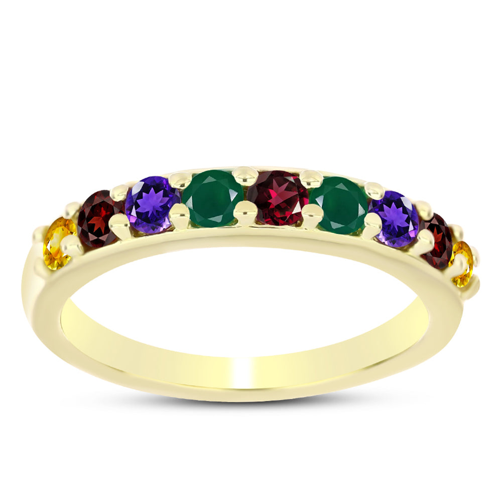 Goldplattierter Silberring mit marokkanischem Amethyst und Zitrin aus dem Ural