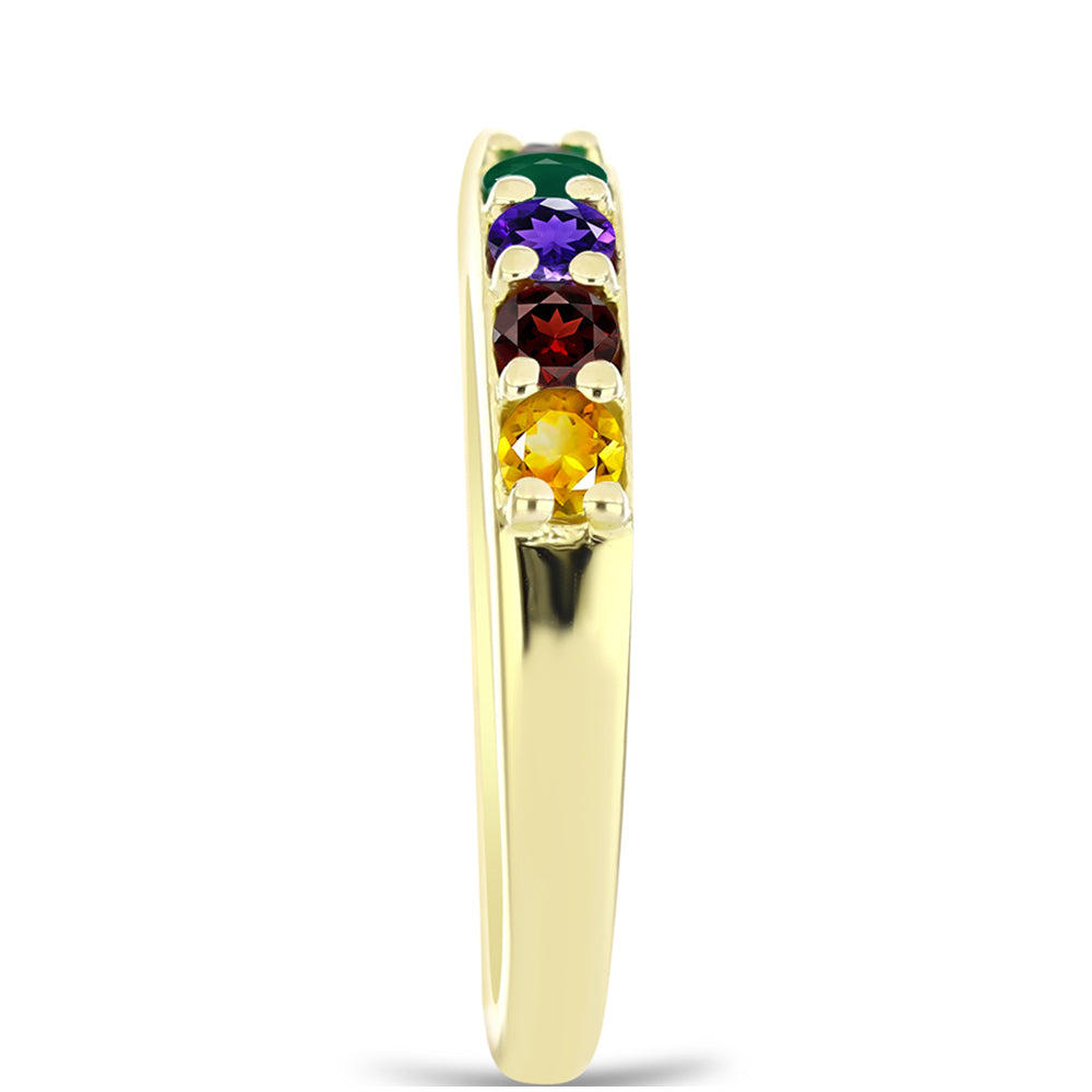 Goldplattierter Silberring mit marokkanischem Amethyst und Zitrin aus dem Ural