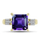 Goldplattierter Silberring mit marokkanischem Amethyst und weißem Topas