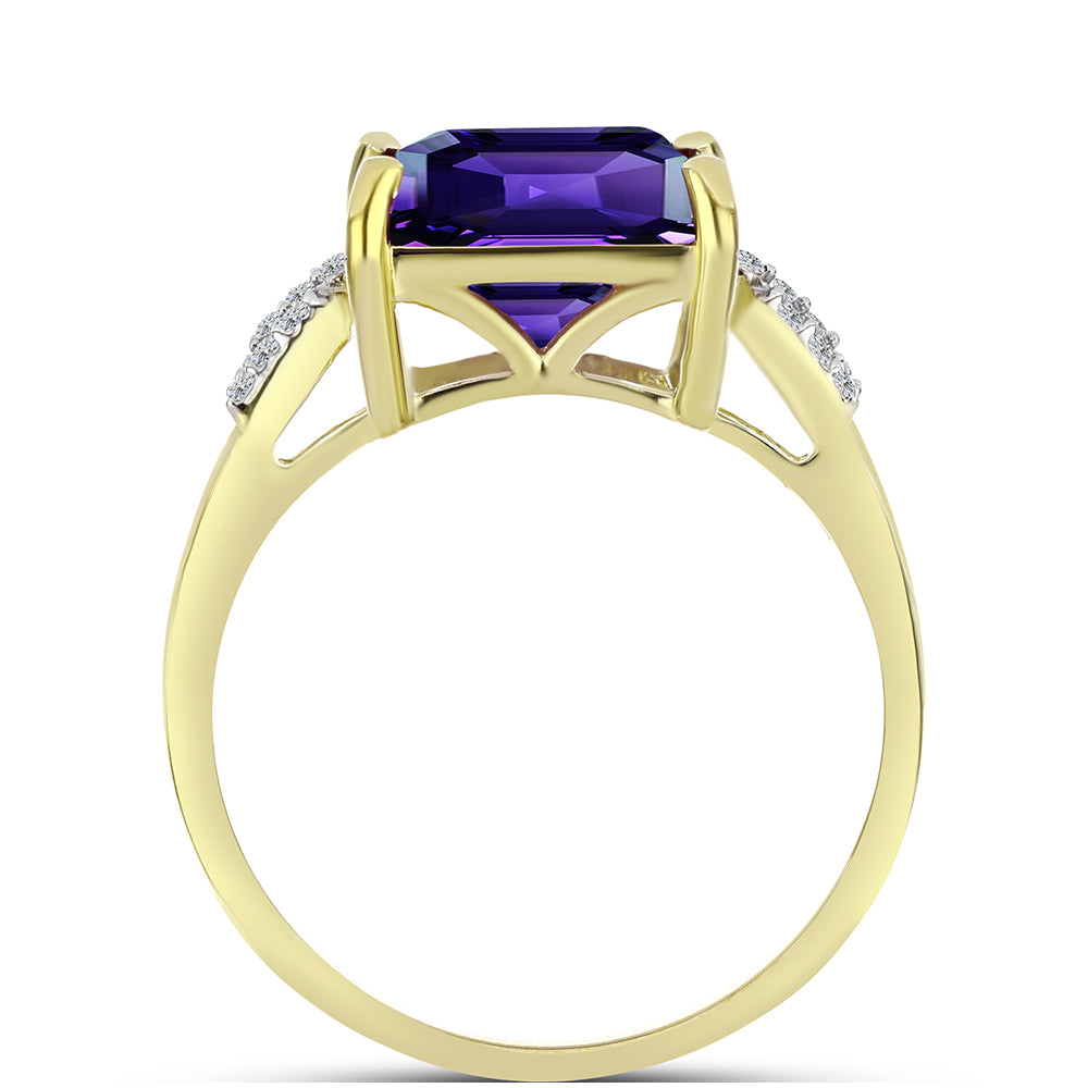 Goldplattierter Silberring mit marokkanischem Amethyst und weißem Topas