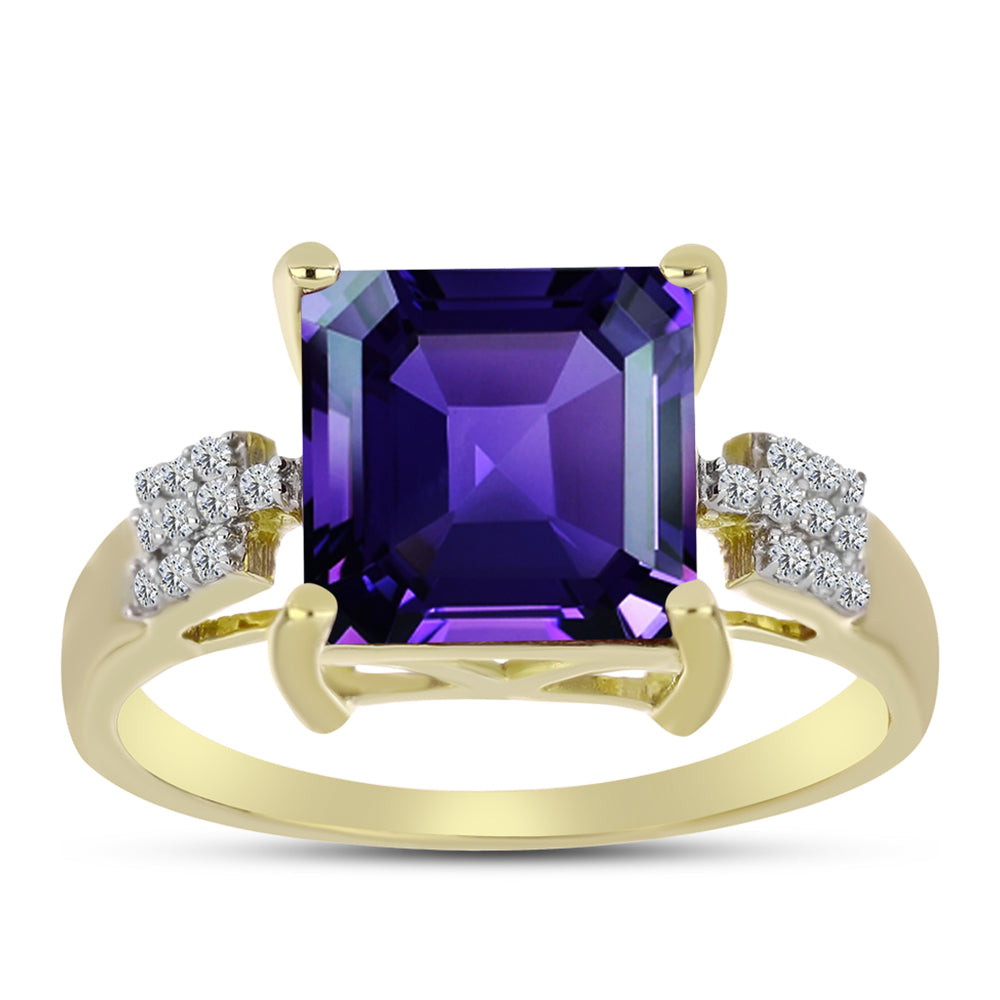 Goldplattierter Silberring mit marokkanischem Amethyst und weißem Topas