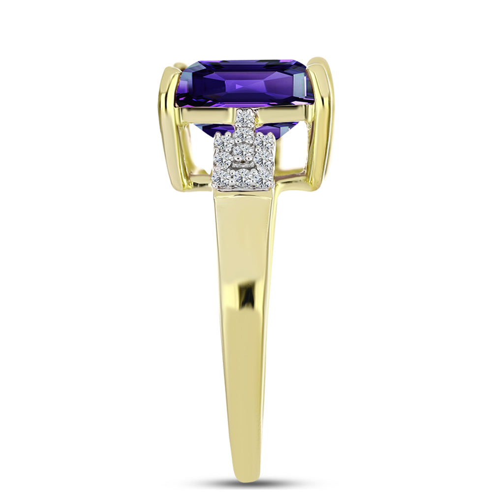 Goldplattierter Silberring mit marokkanischem Amethyst und weißem Topas 4 