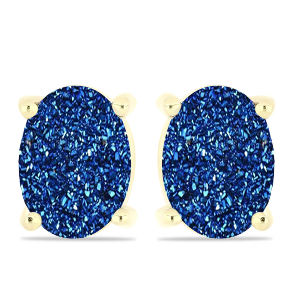Goldplattierte Silberohrringe mit blauer Druse 1 