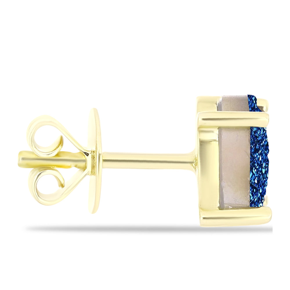 Goldplattierte Silberohrringe mit blauer Druse 2 