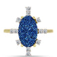 Goldplattierter Silberring mit blauer Druse und weißem Topas
