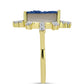 Goldplattierter Silberring mit blauer Druse und weißem Topas