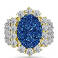 Goldplattierter Silberring mit blauer Druse und weißem Topas