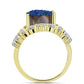 Goldplattierter Silberring mit blauer Druse und weißem Topas