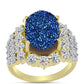 Goldplattierter Silberring mit blauer Druse und weißem Topas