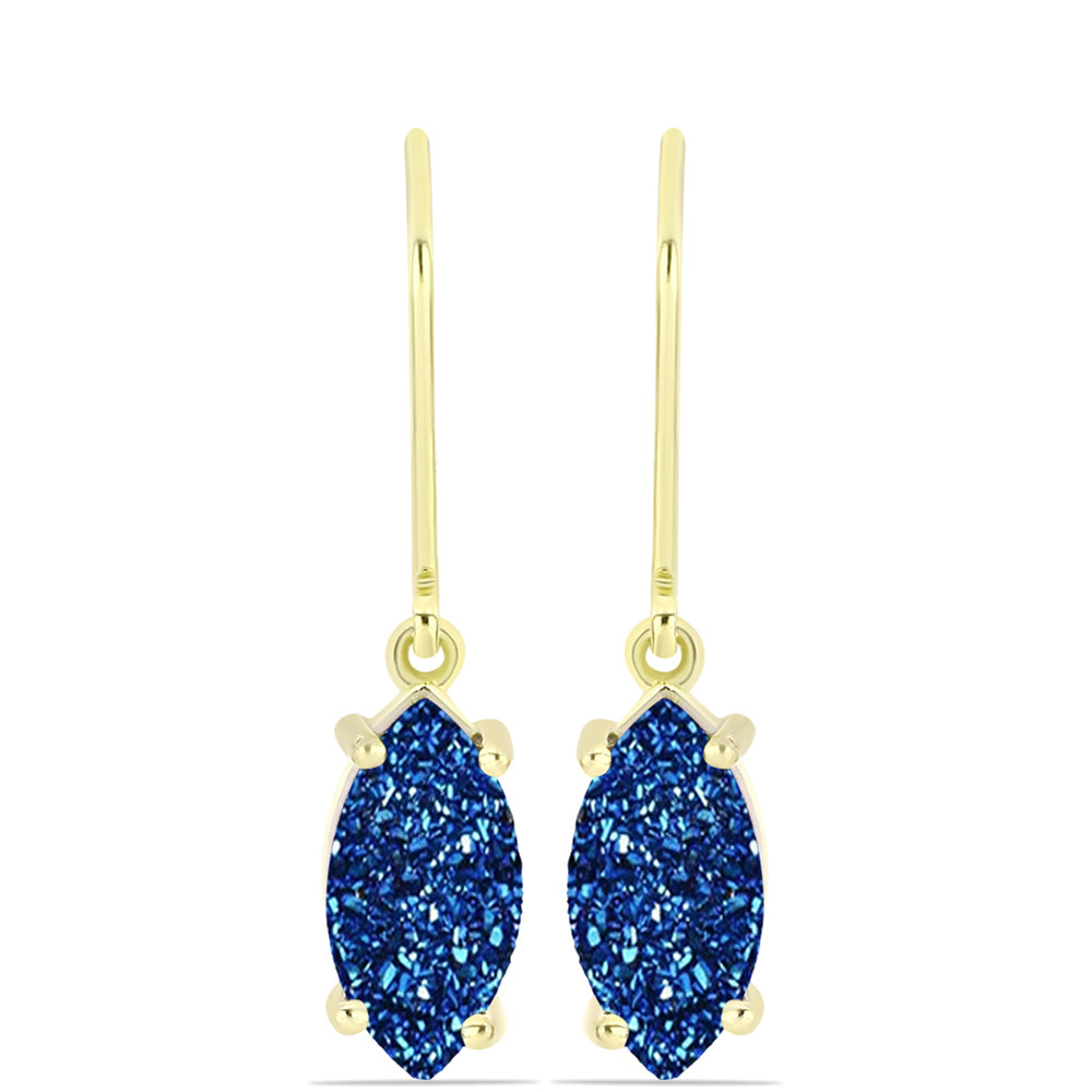 Goldplattierte Silberohrringe mit blauer Druse