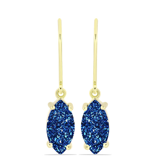 Goldplattierte Silberohrringe mit blauer Druse