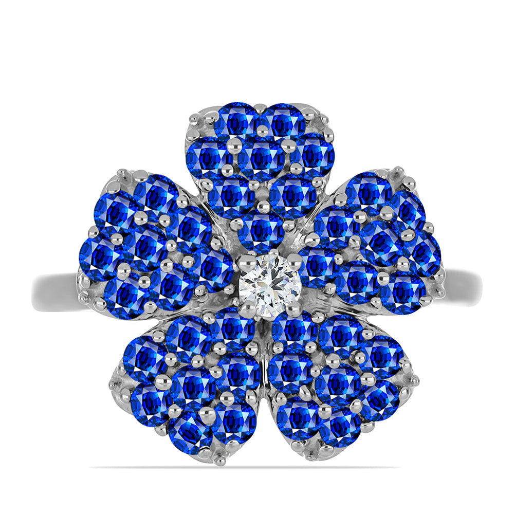 Silberring mit australischem blauem Saphir und weißem Topas
