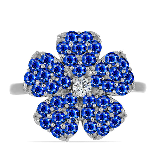 Silberring mit australischem blauem Saphir und weißem Topas