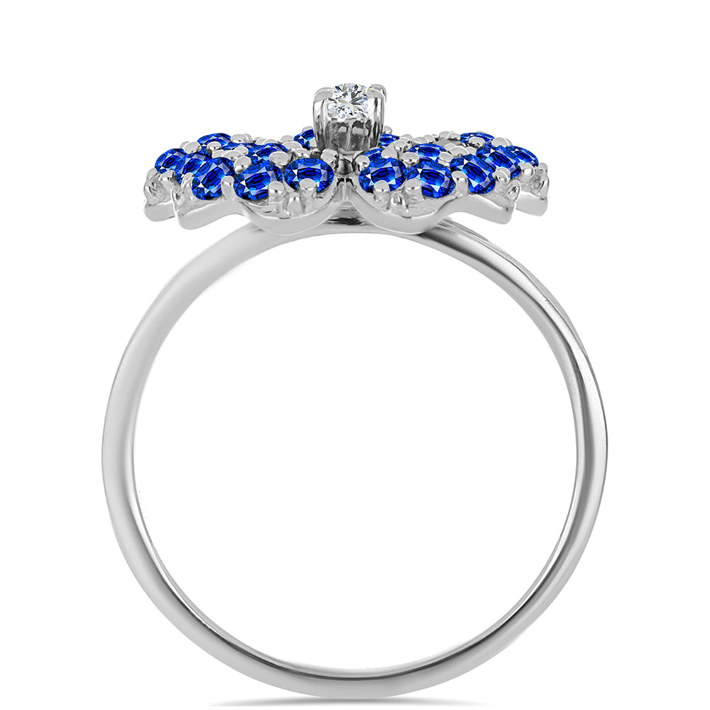 Silberring mit australischem blauem Saphir und weißem Topas
