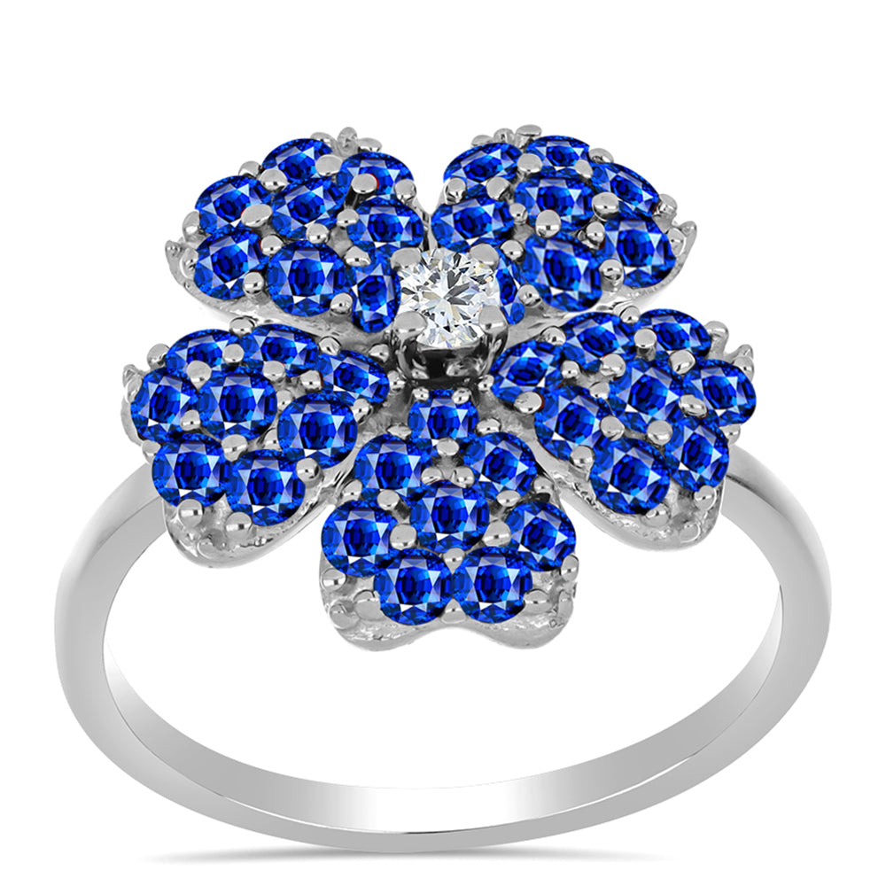 Silberring mit australischem blauem Saphir und weißem Topas 3 