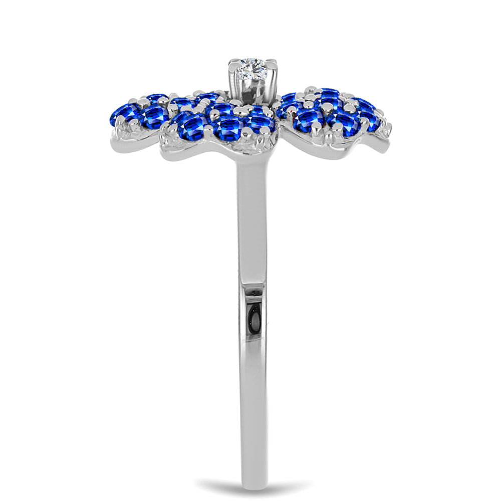 Silberring mit australischem blauem Saphir und weißem Topas 4 