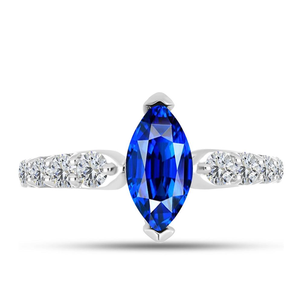 Silberring mit australischem blauem Saphir und weißem Topas