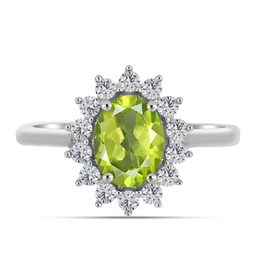 Silberring mit Peridot aus Changbai und weißem Topas 1 