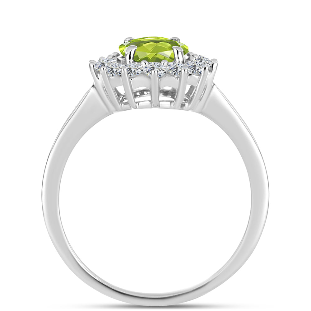 Silberring mit Peridot aus Changbai und weißem Topas 2 