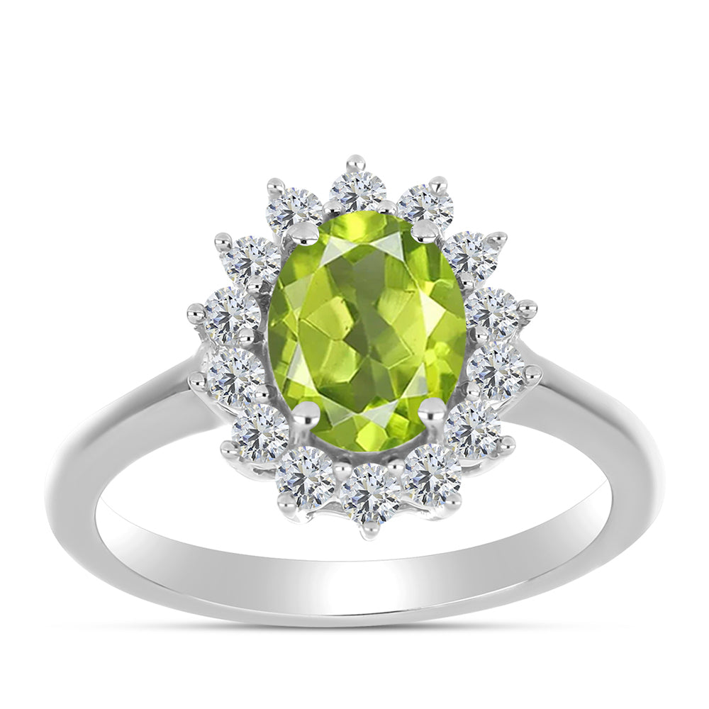 Silberring mit Peridot aus Changbai und weißem Topas 3 