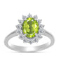 Silberring mit Peridot aus Changbai und weißem Topas