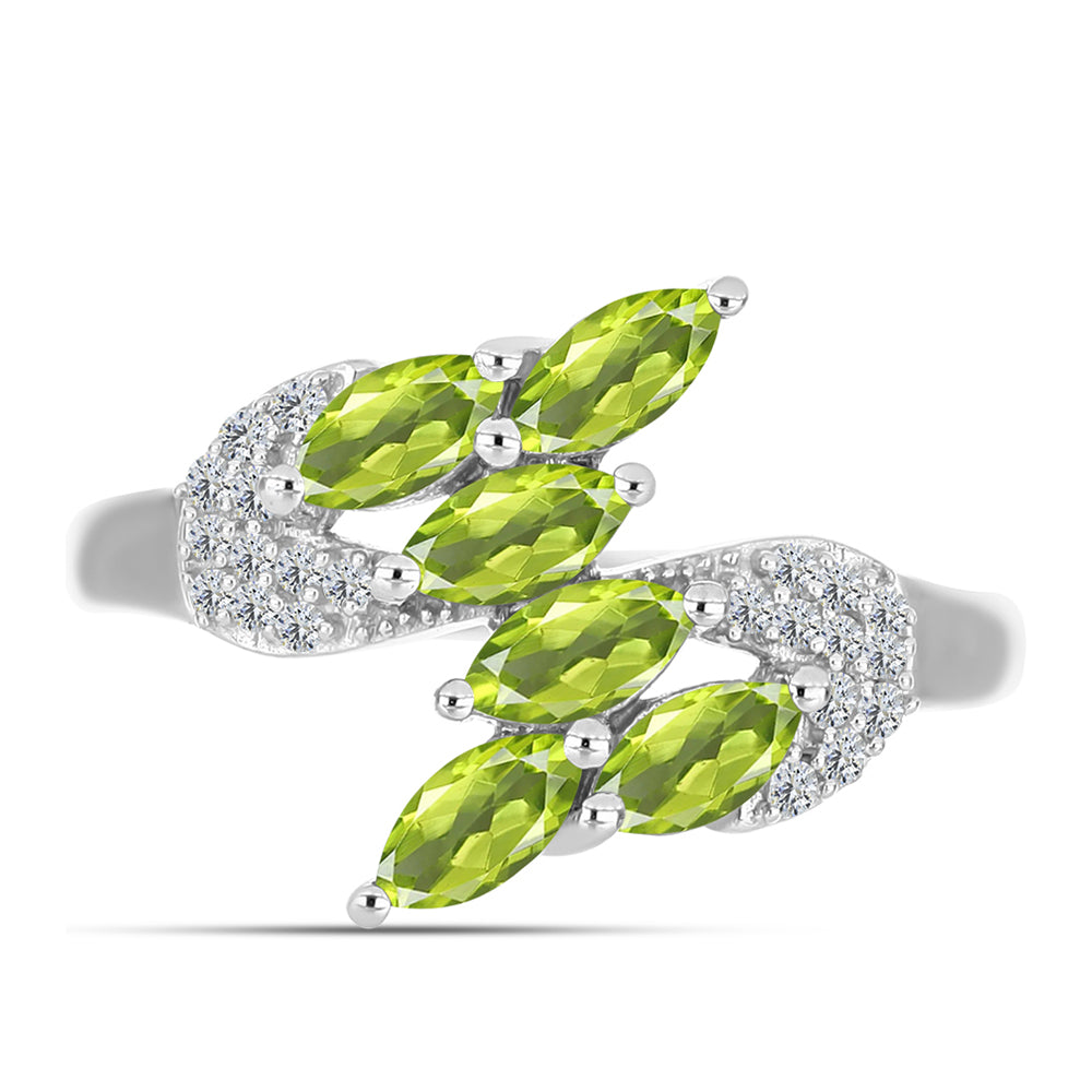Silberring mit Peridot aus Changbai und weißem Topas