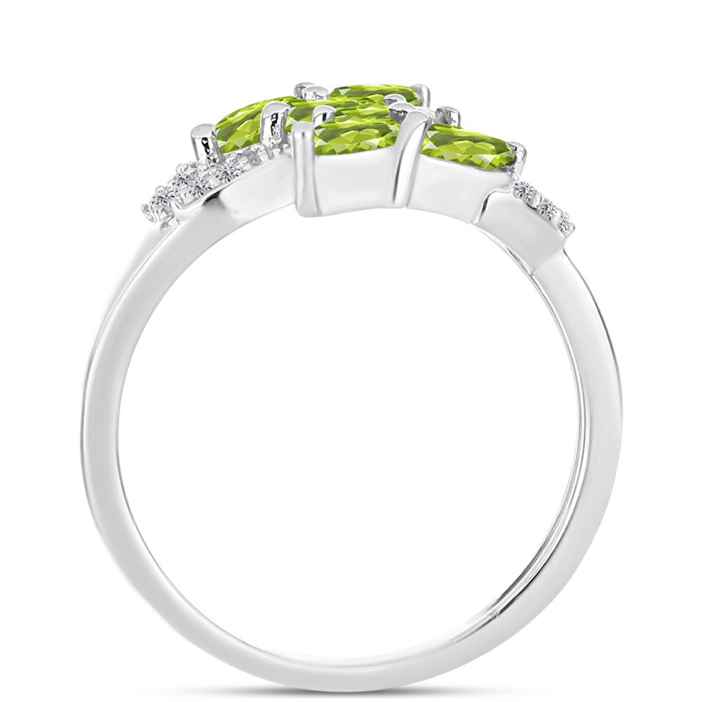 Silberring mit Peridot aus Changbai und weißem Topas 2 