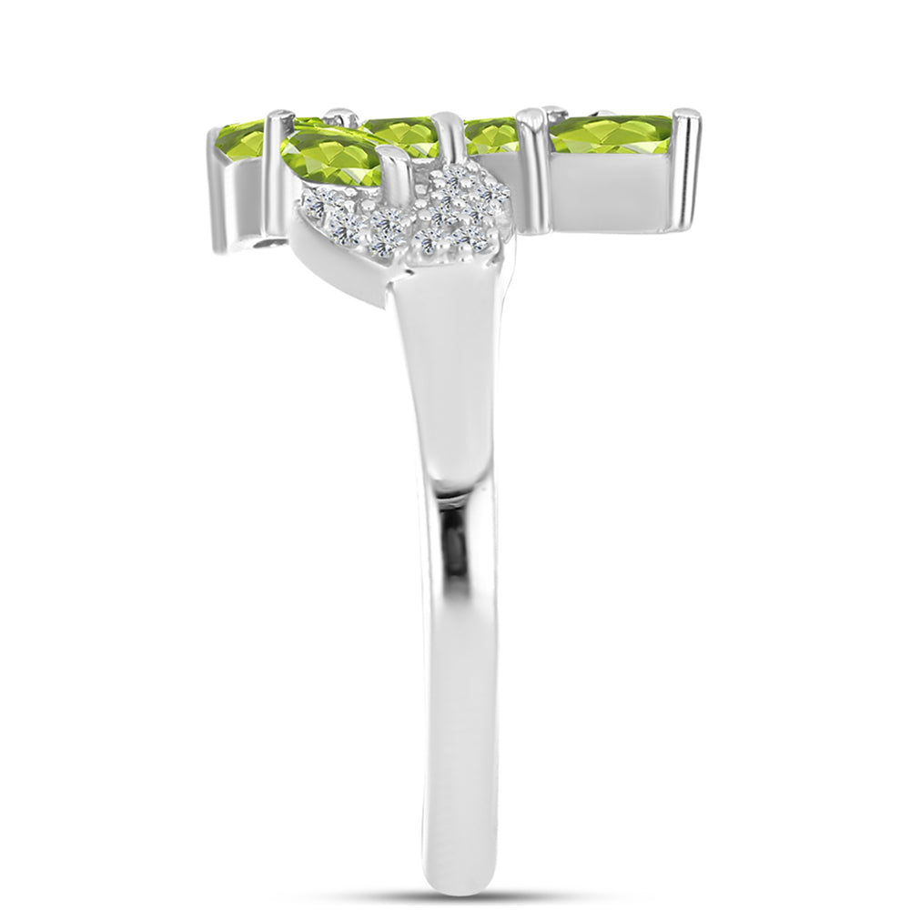Silberring mit Peridot aus Changbai und weißem Topas