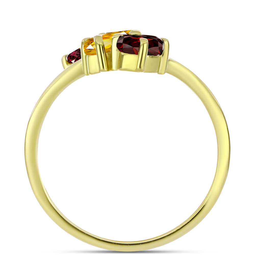 Goldplattierter Silberring mit marokkanischem Amethyst und Zitrin aus dem Ural 2 