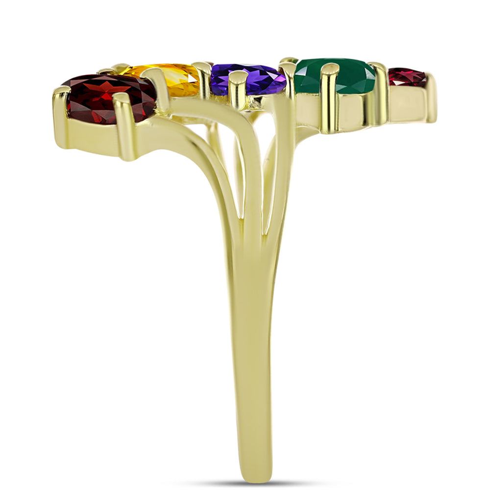 Goldplattierter Silberring mit marokkanischem Amethyst und Zitrin aus dem Ural