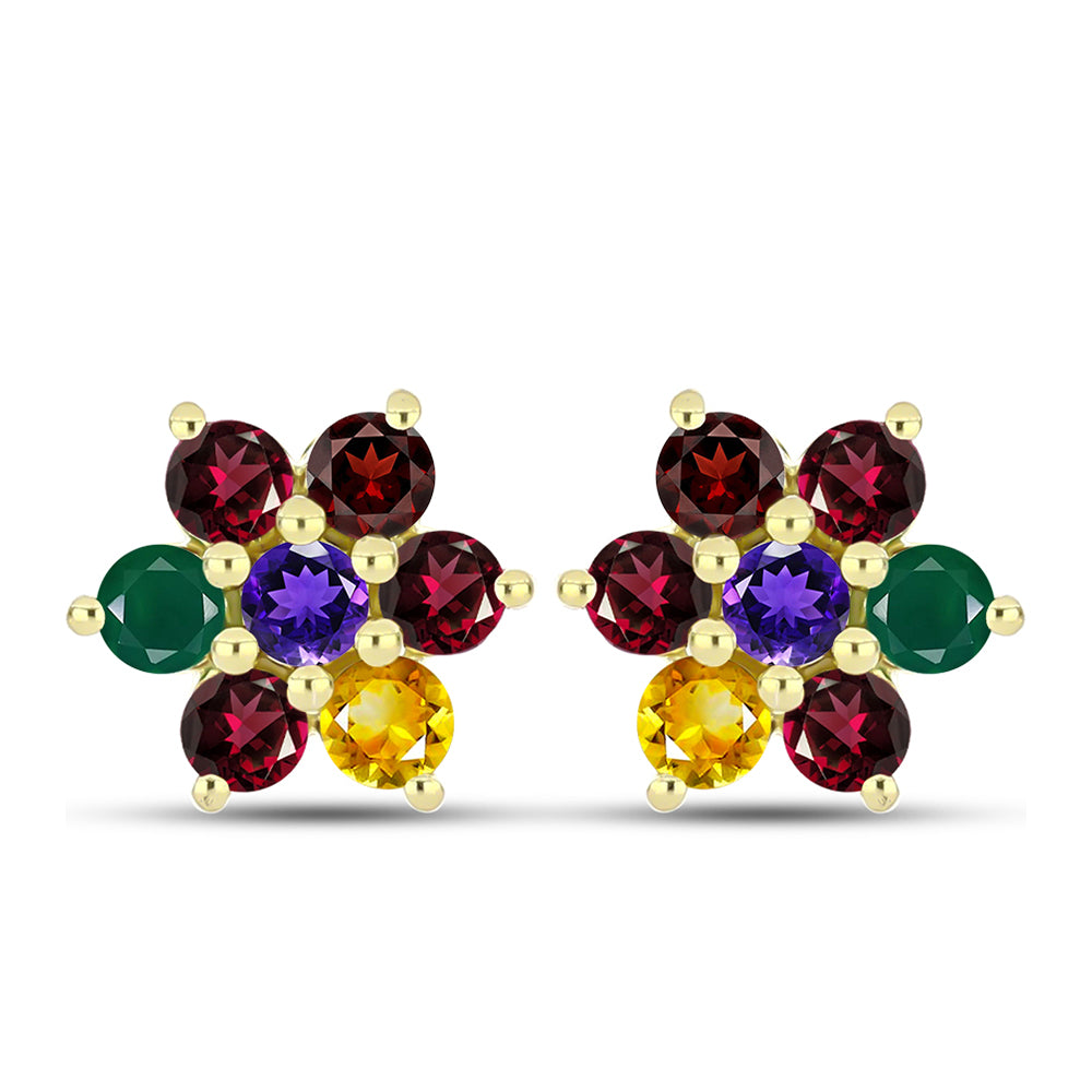 Goldplattierte Silberohrringe mit marokkanischem Amethyst und Zitrin aus dem Ural 1 