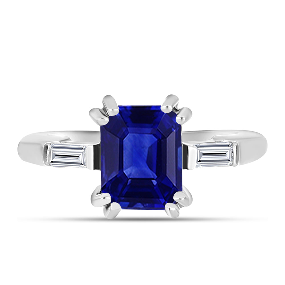 Silberring mit australischem blauem Saphir und weißem Topas 1 