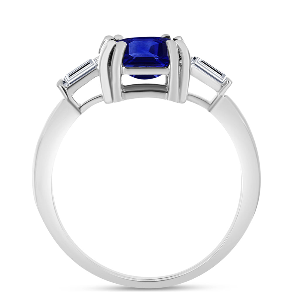 Silberring mit australischem blauem Saphir und weißem Topas 2 