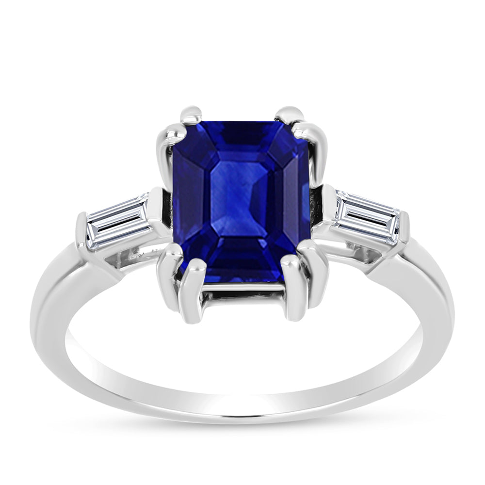 Silberring mit australischem blauem Saphir und weißem Topas 3 
