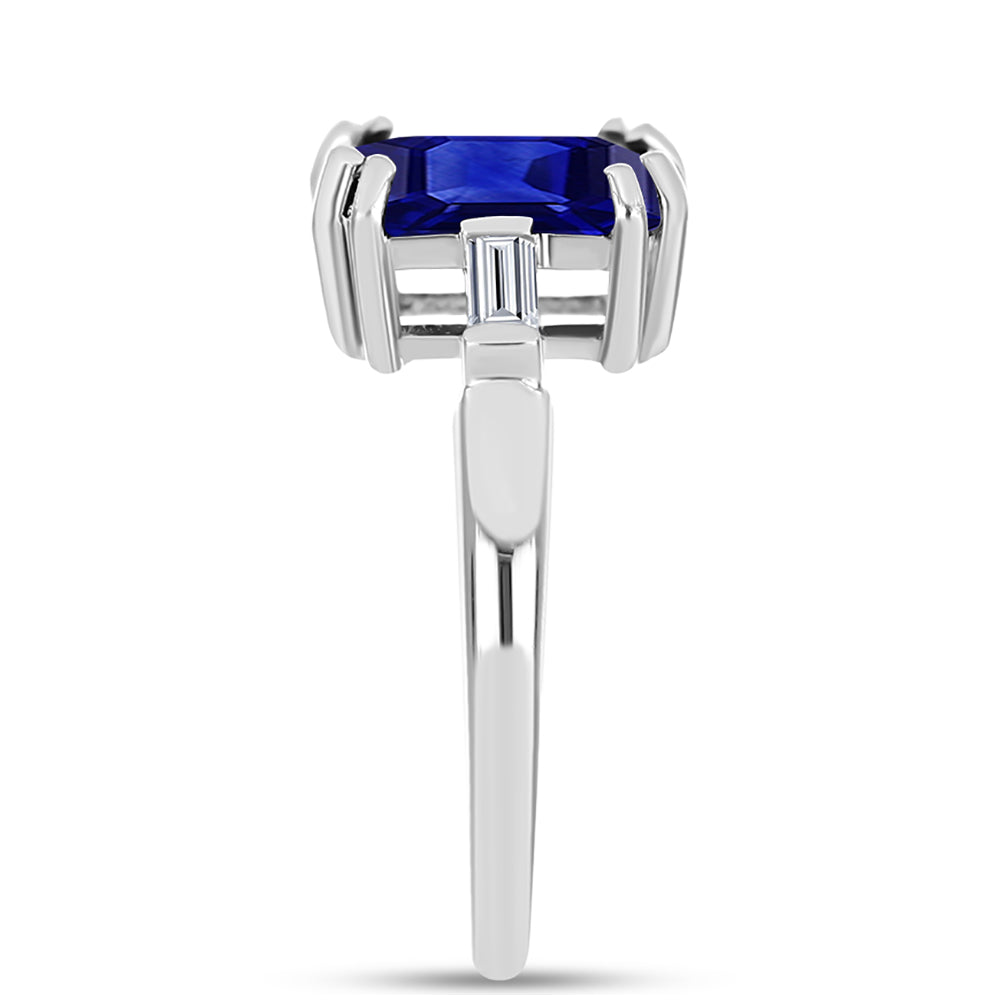 Silberring mit australischem blauem Saphir und weißem Topas 4 
