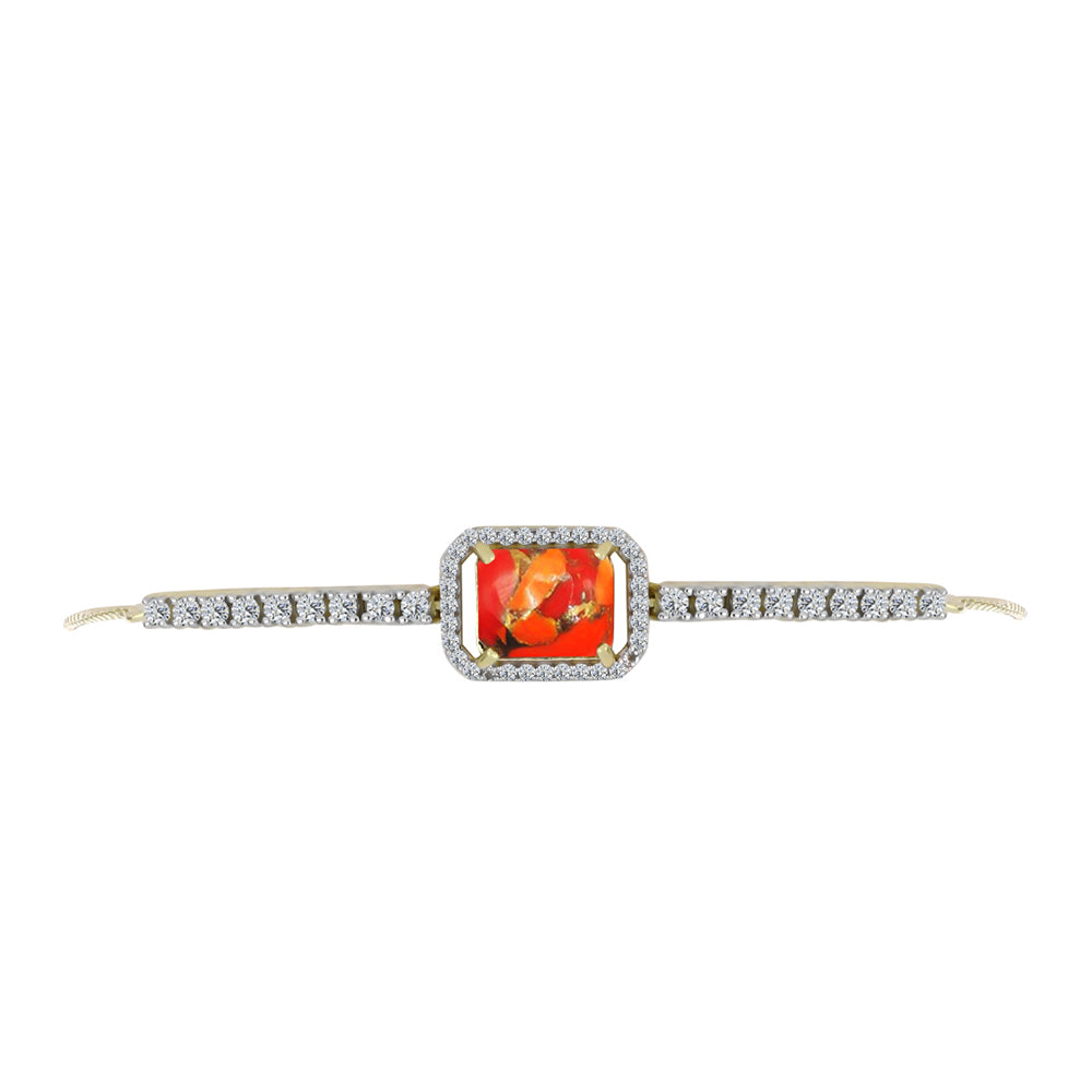 Goldplattiertes Silberarmband mit Mohave-Türkis und weißem Topas