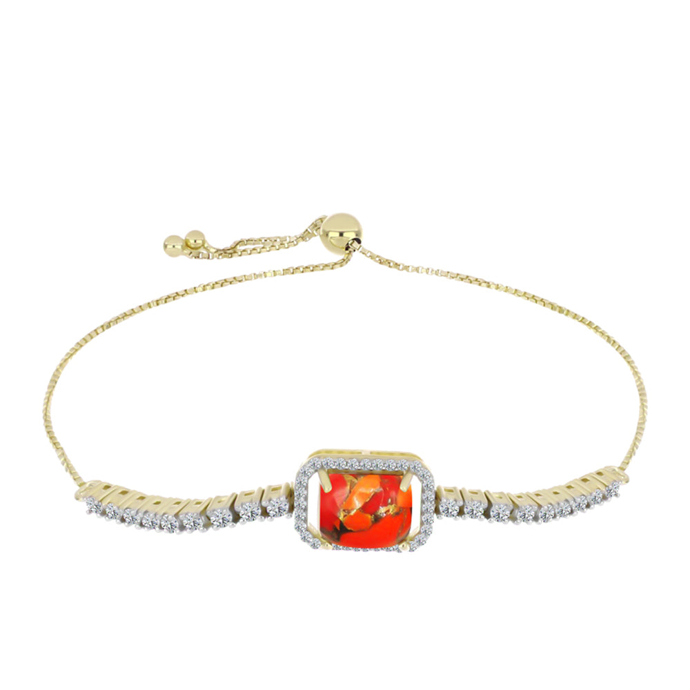 Goldplattiertes Silberarmband mit Mohave-Türkis und weißem Topas
